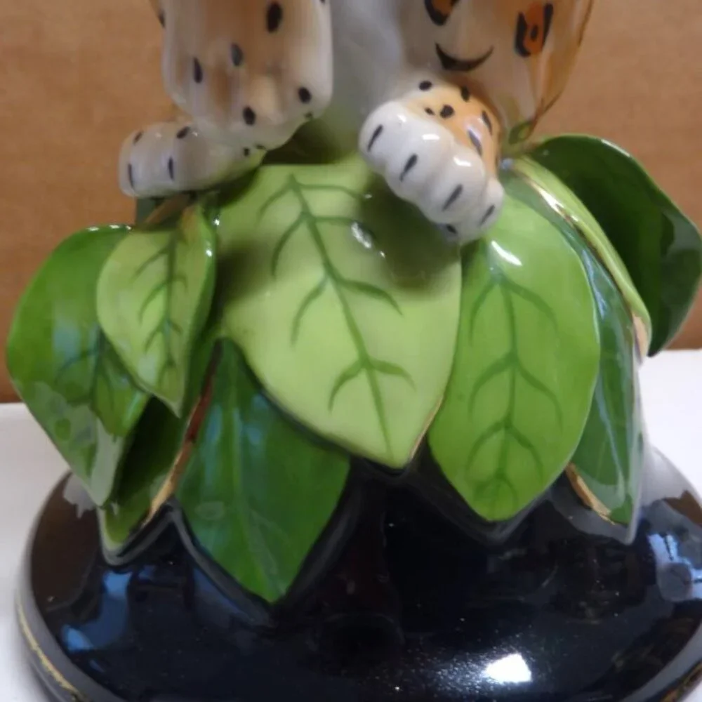 Lynn Chase JAGUAR JUNGLE Candlestick Candle Holder Vintage 1991 11.5” SIGNED - Picture 6 of 8